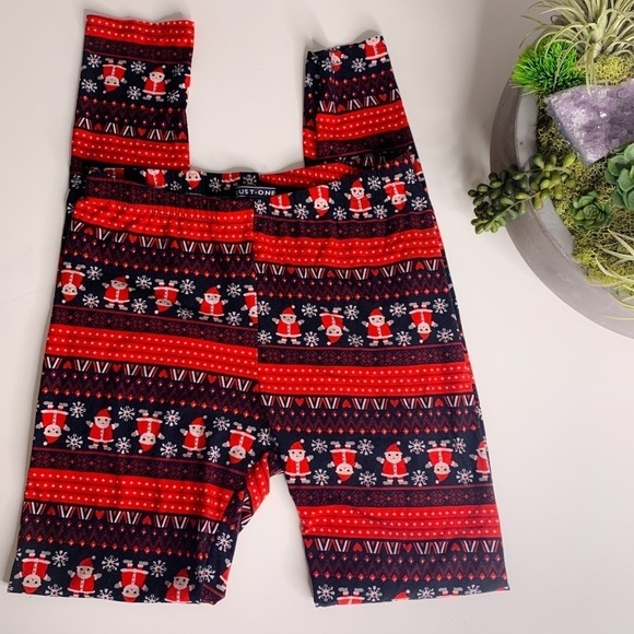 Just One Soft Cozy Stretch Winter Santa Legging Large - Picture 1 of 6